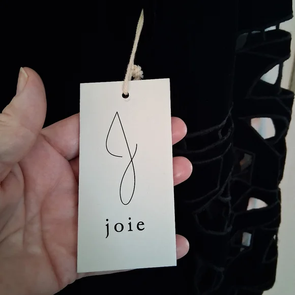 Joie Elegant Black Velvet Blouse with Unique Cutout Sleeves Size L - Picture 12 of 15